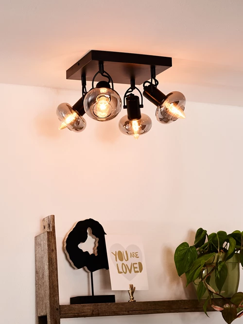 Lucide MADEE - Spot plafond - 4xE14 - Noir - ambiance 1